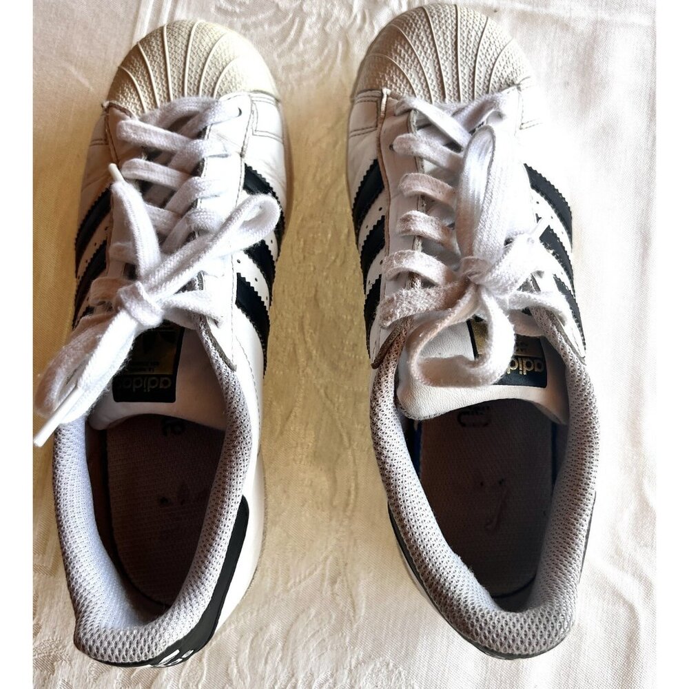 Adidas Superstar Sneakers Women’s Size 5.5 White Black Shoes - Picture 5 of 16